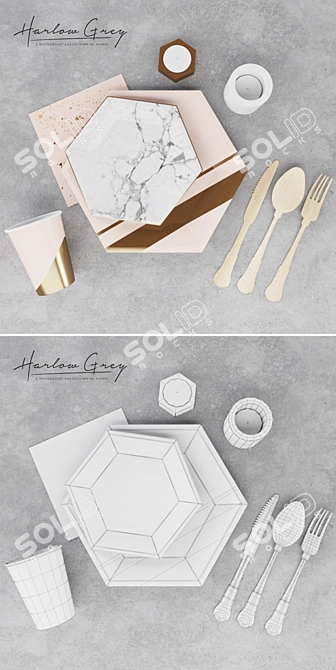 Elegant Goddess Partyware Set 3D model image 3