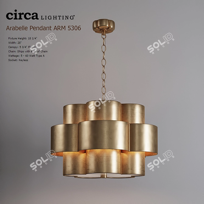 Elegant Arabelle Pendant Lighting 3D model image 1