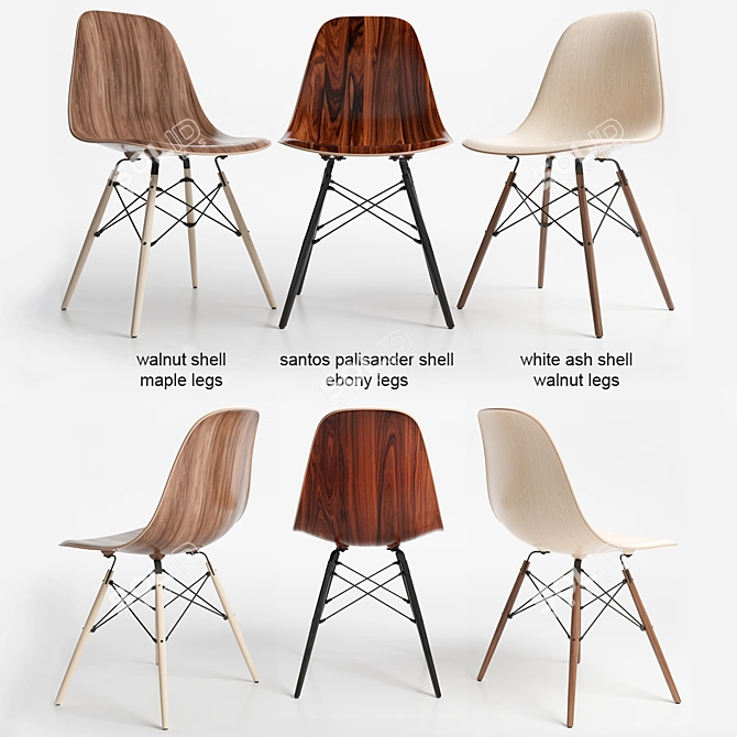 Eames DSW Wood Chairs - Modern and Stylish Seating Solution 3D model image 1