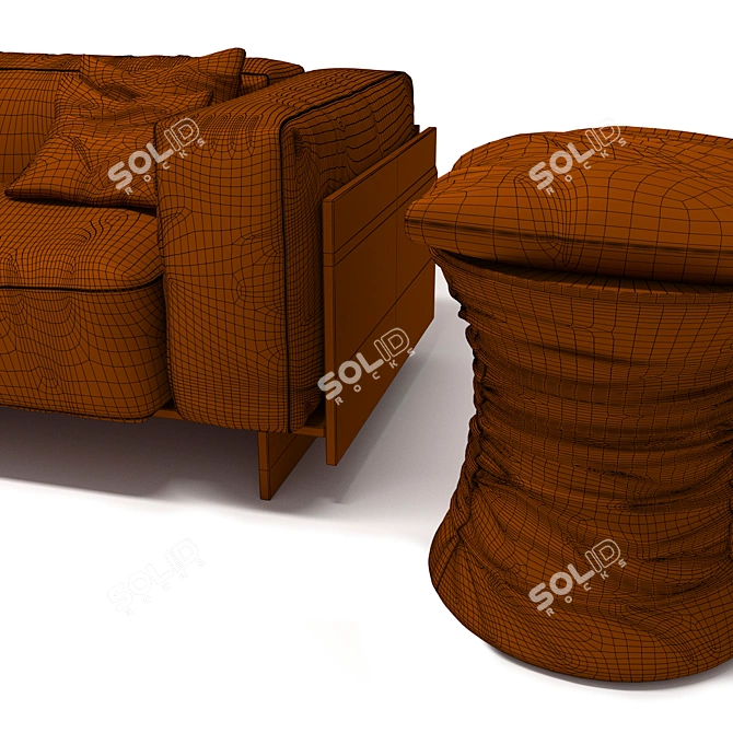 Luxury Luck Set with Bellows Low Table 3D model image 3