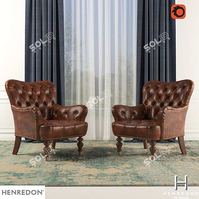 Henredon Hamana Chair: Timeless Elegance in Leather 3D model image 1