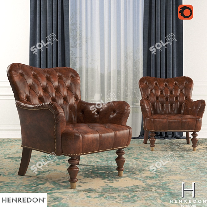 Henredon Hamana Chair: Timeless Elegance in Leather 3D model image 2