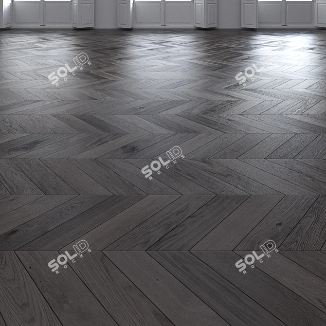 Premium Oak Chevron Dark Floor 3D model image 1