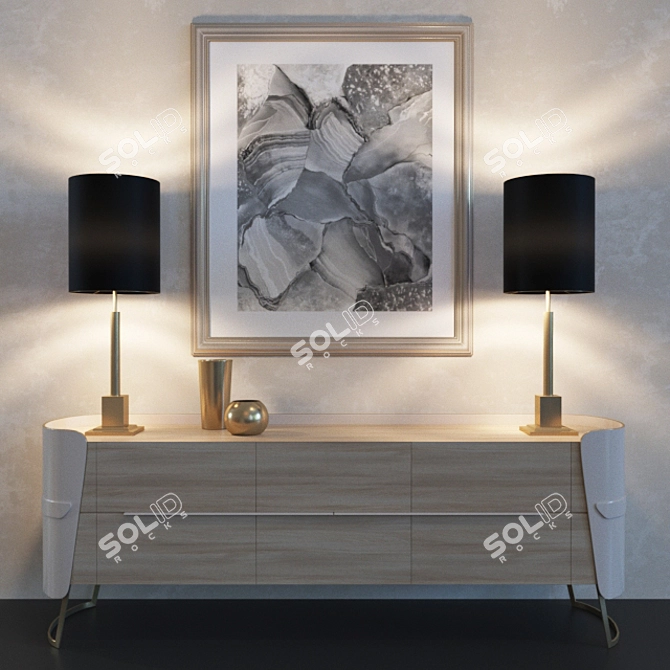 Elegant Brass Table Lamp 3D model image 1