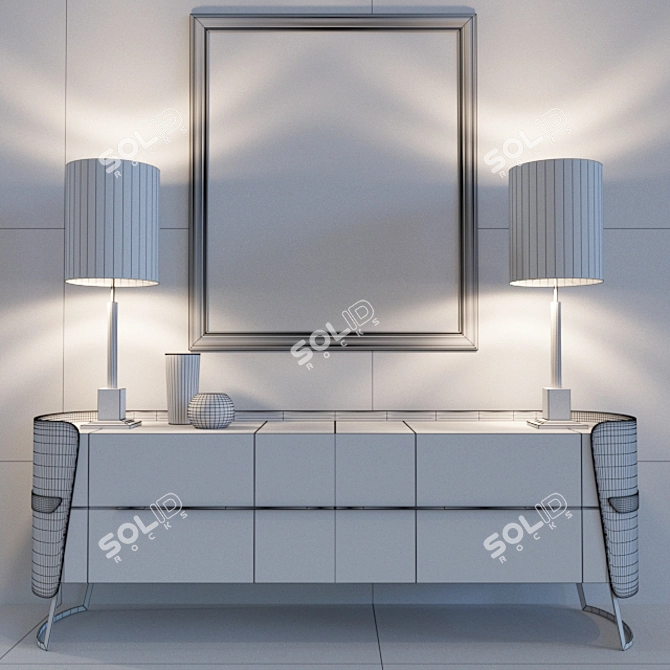Elegant Brass Table Lamp 3D model image 3