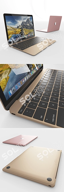 Sleek MacBook 2015, 4 Trendy Colors 3D model image 2