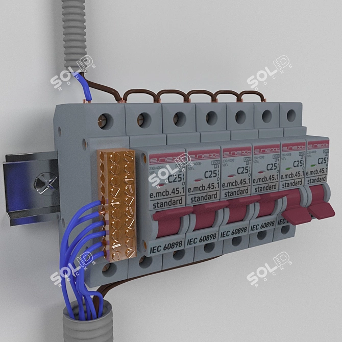 Flexible 6-Switch Electrical Node 3D model image 1