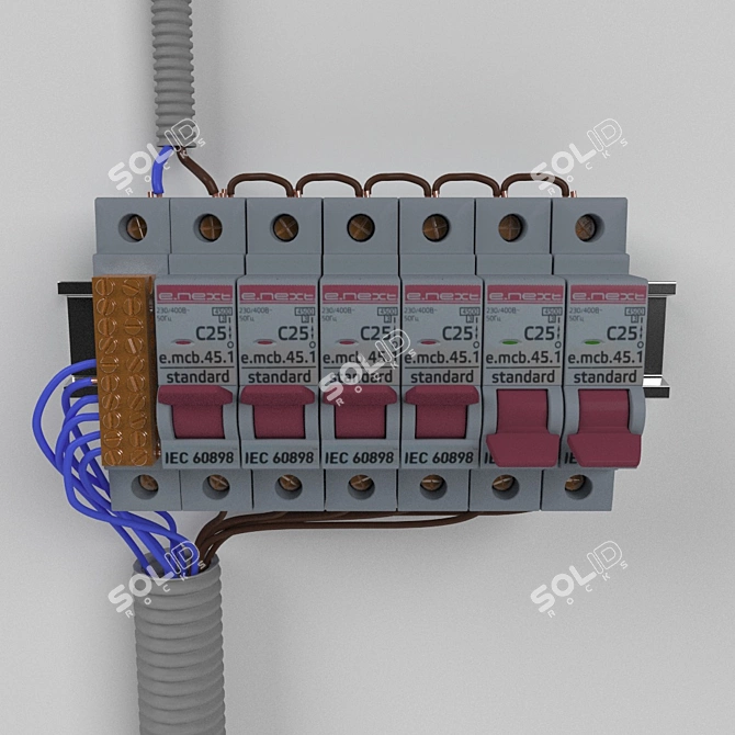 Flexible 6-Switch Electrical Node 3D model image 2