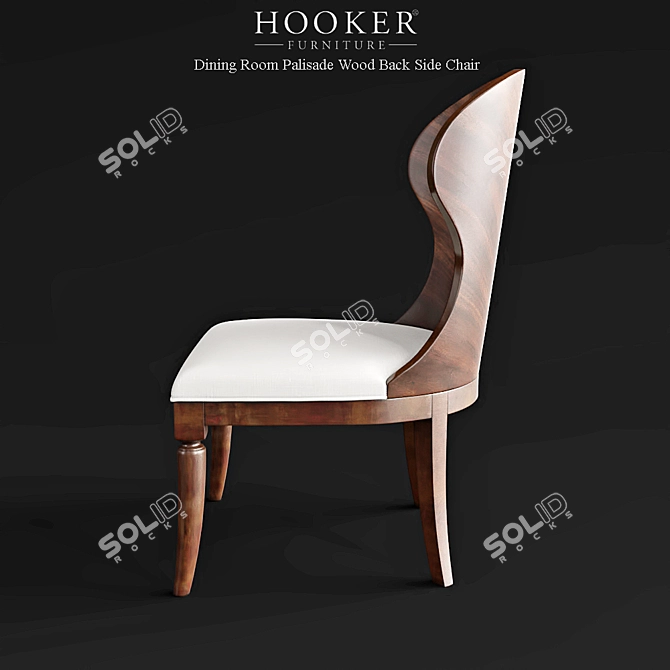 Elegant Palisade Wood Side Chair 3D model image 2