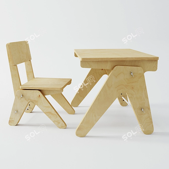 Growing Kids Table and Chair Set 3D model image 1