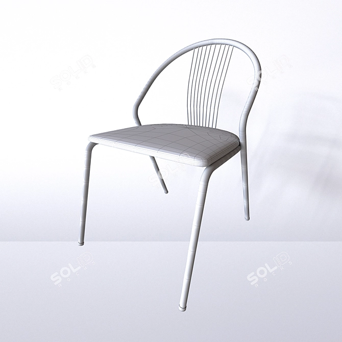Elegant Chrome Leather Cafe Chair 3D model image 2