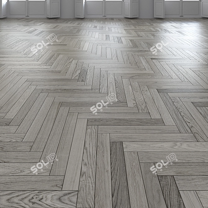 Premium Oak Herringbone Floor 3D model image 1