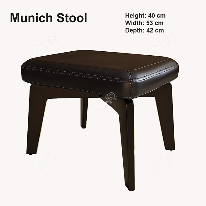 Sleek Munich Stool: Perfect Perch 3D model image 1