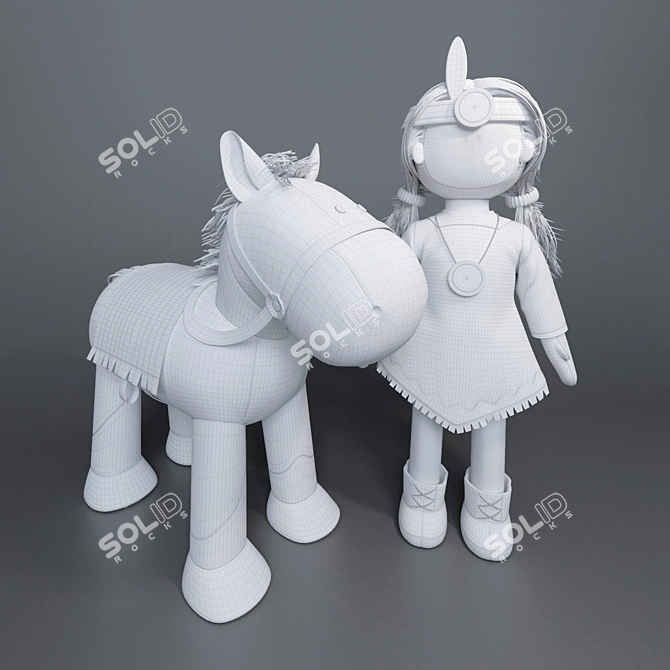 Indian Girl and Faithful Horse: Perfect Toy Set! 3D model image 2