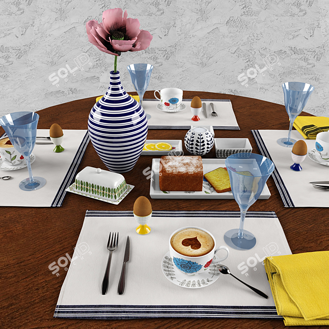 Title: Floral Table Setting by Zara Home 3D model image 1