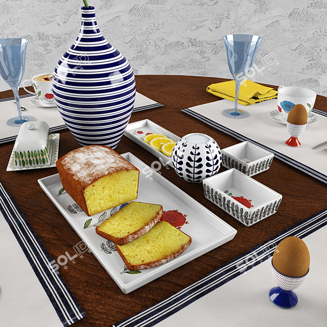 Title: Floral Table Setting by Zara Home 3D model image 2