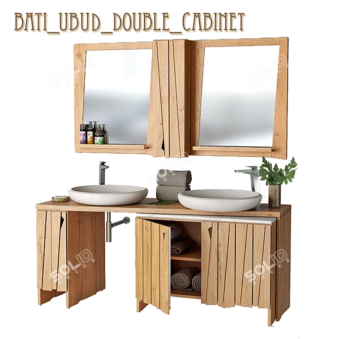 Bati Ubud Double Cabinet Combo: Stylish and Functional 3D model image 1