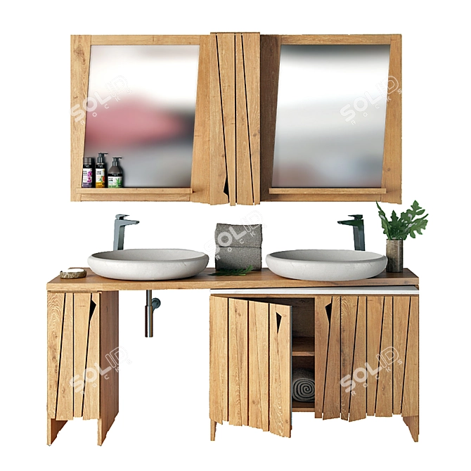 Bati Ubud Double Cabinet Combo: Stylish and Functional 3D model image 2