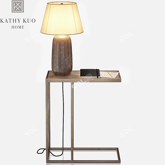 Kathy Kuo Brass Side Table 3D model image 1