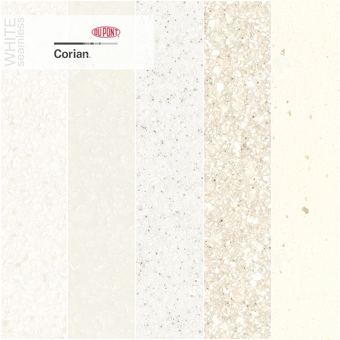 Dupont Corian White Countertops: High-Resolution Stone Textures 3D model image 1