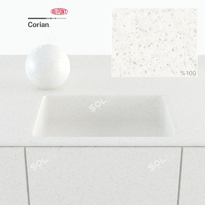 Dupont Corian White Countertops: High-Resolution Stone Textures 3D model image 2