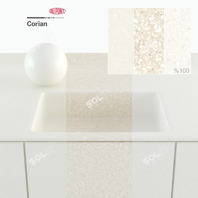 Dupont Corian White Countertops: High-Resolution Stone Textures 3D model image 3