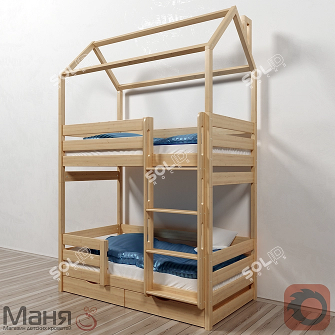 "Castle" Two-Tiered Cot from Manya Beds 3D model image 1