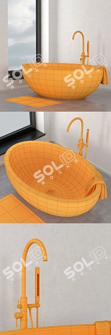 Elegant Bathroom Stone Tiles 3D model image 3