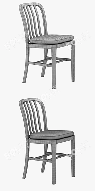 Delta Metal Dining Chair: Stylish and Sturdy 3D model image 3