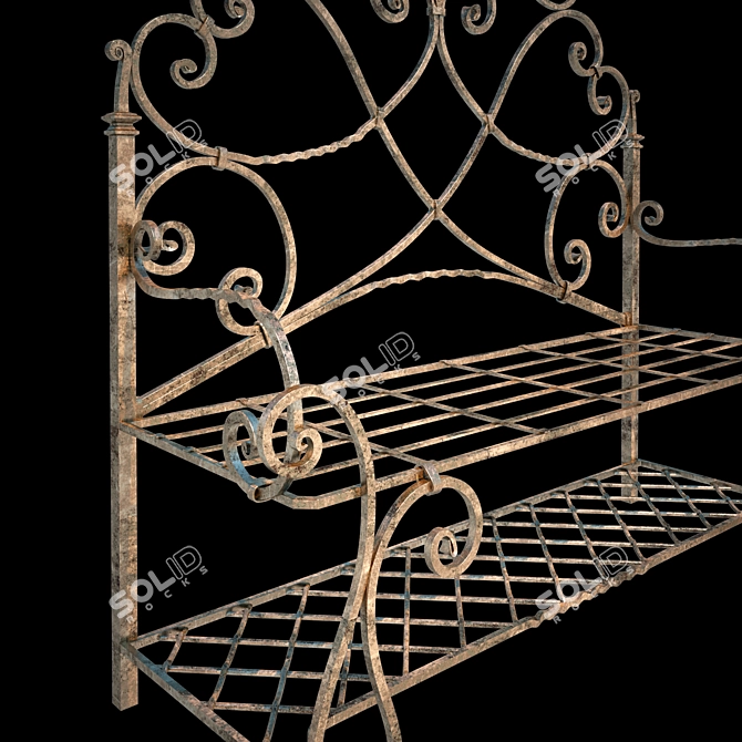 Handcrafted Iron Bench 3D model image 3