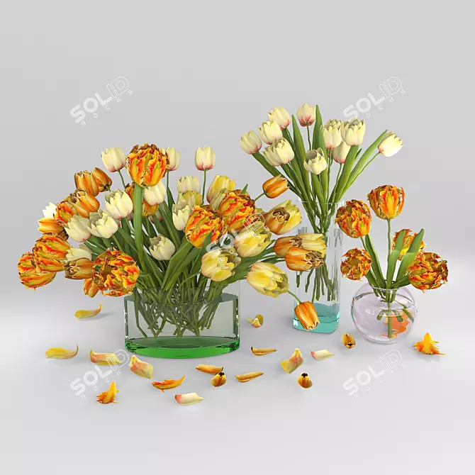 Elegant Tulip Set Decor 3D model image 1