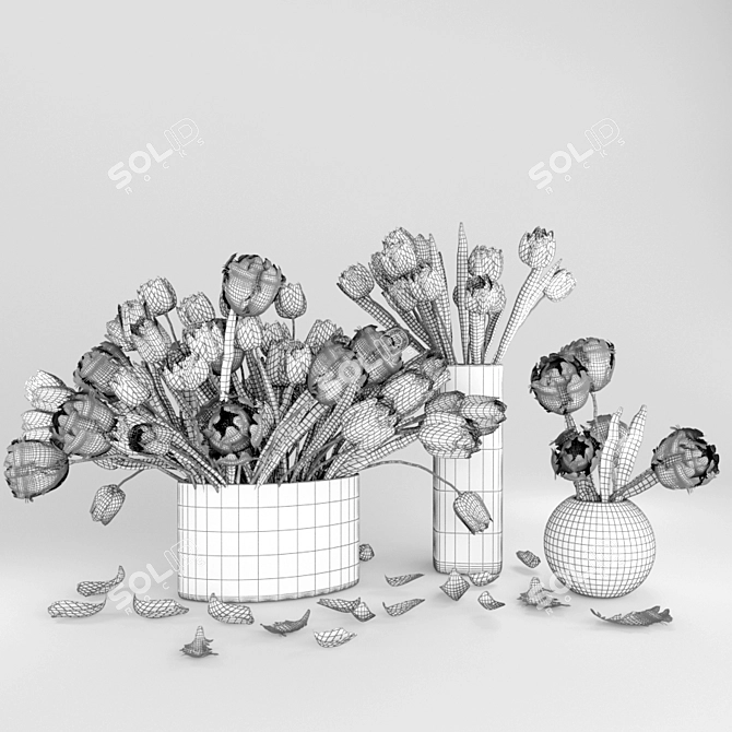 Elegant Tulip Set Decor 3D model image 3