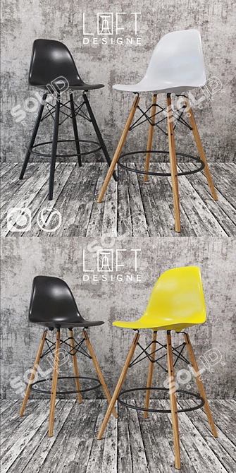 Industrial Loft Barstools - 4 Models Available 3D model image 3