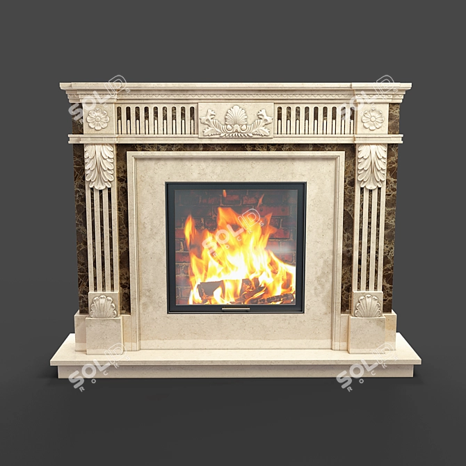 Elegant Daphne Marble Fireplace 3D model image 1