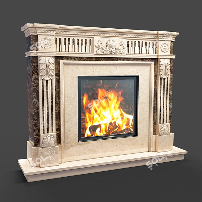 Elegant Daphne Marble Fireplace 3D model image 2