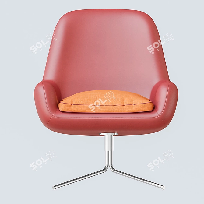 Elegant Leather Armchair 3D model image 2