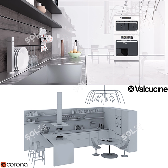 Modern Lacquered Kitchen Valcucine: Forma Mentis 3D model image 2