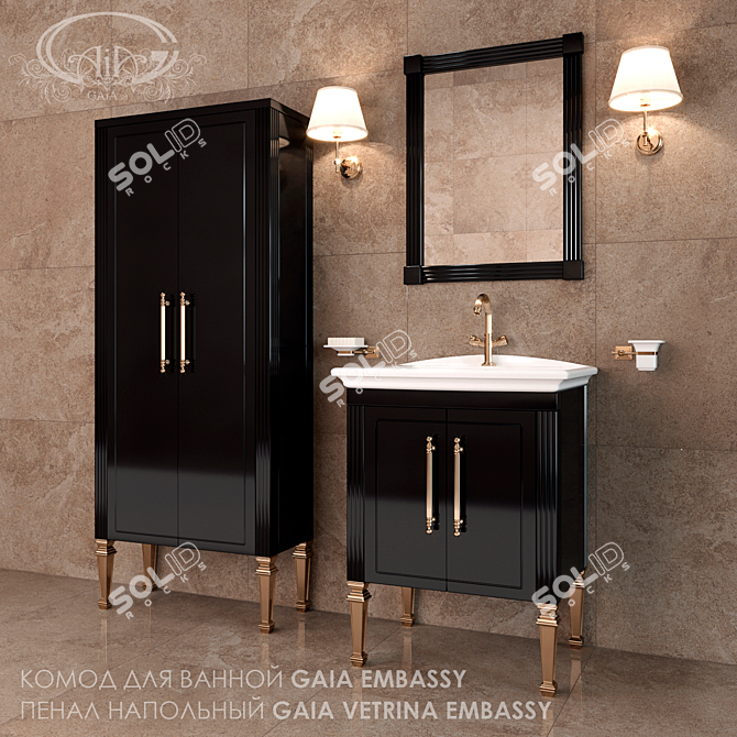 Gaia Embassy Collection: Elegant Bathroom Furniture 3D model image 1