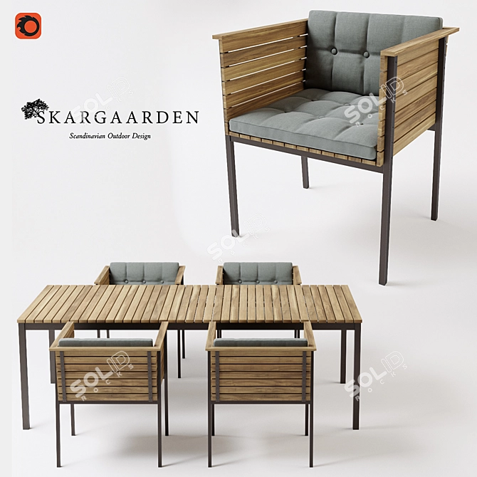 Skargaarden Haringe Outdoor Armchair & Table Set 3D model image 1