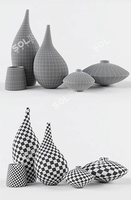 Raku Brushstroke Vases - Realistic 3D Models 3D model image 3