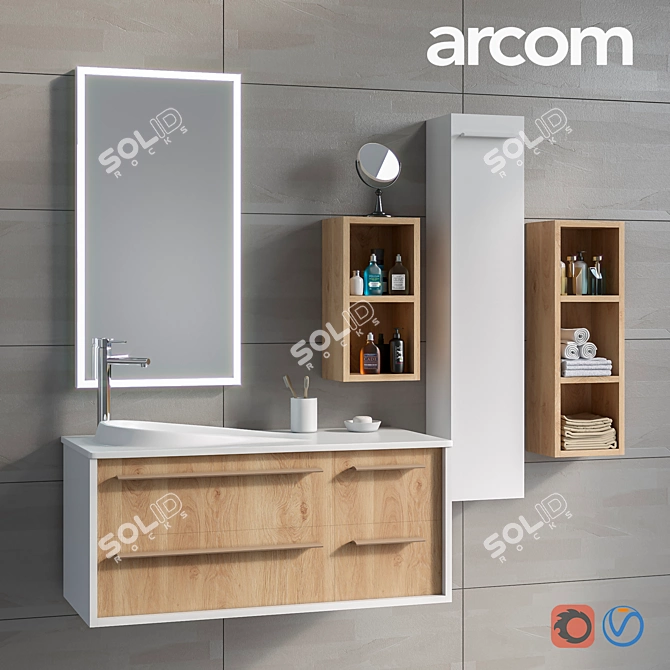ARCOM POLLOCK COMPOSITION 36 Bathroom Furniture Set 3D model image 1
