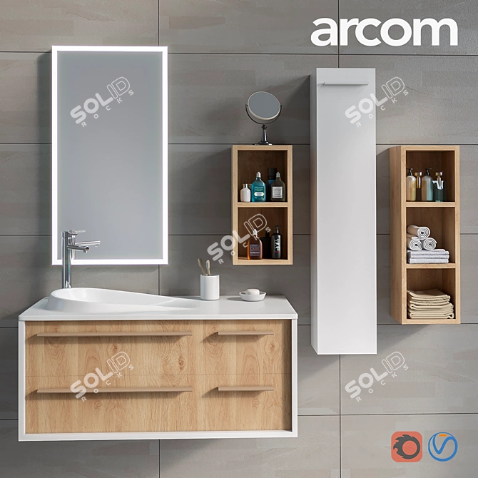 ARCOM POLLOCK COMPOSITION 36 Bathroom Furniture Set 3D model image 2