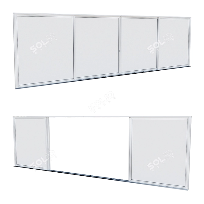 Sleek Aluminum Sliding Door 3D model image 2