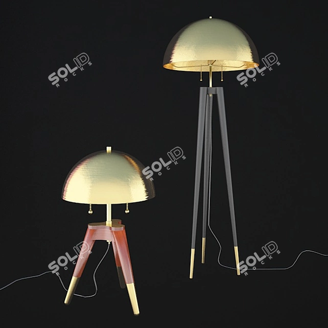 Modern Tripod Floor Lamp 3D model image 1