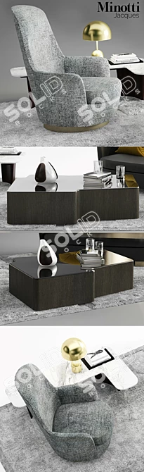 Modern Luxury 6-Piece Furniture Set 3D model image 3