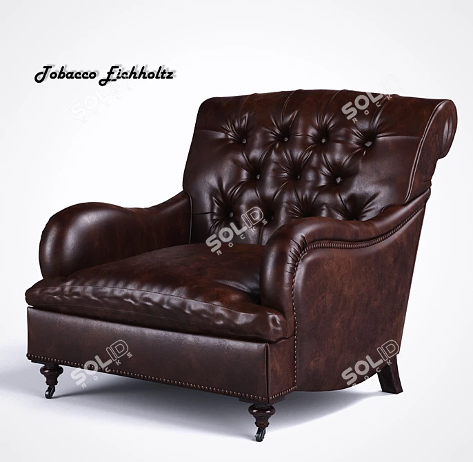 Title: Luxury Caledonian Club Armchair | Dark Gloss Finish 3D model image 1