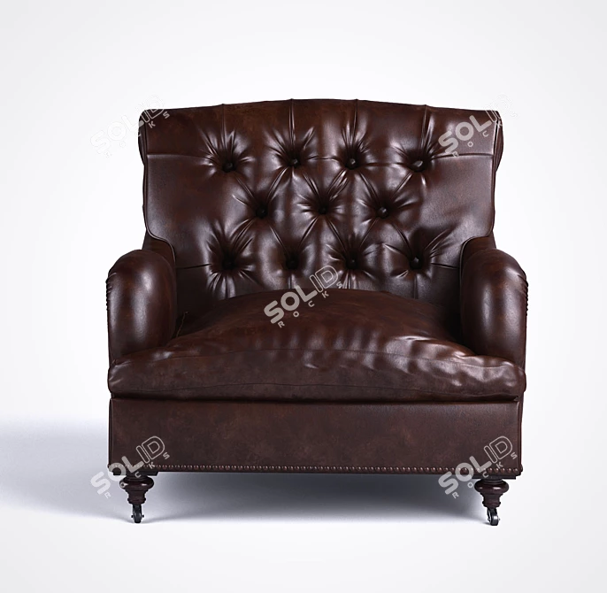 Title: Luxury Caledonian Club Armchair | Dark Gloss Finish 3D model image 2