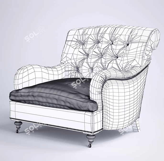 Title: Luxury Caledonian Club Armchair | Dark Gloss Finish 3D model image 3