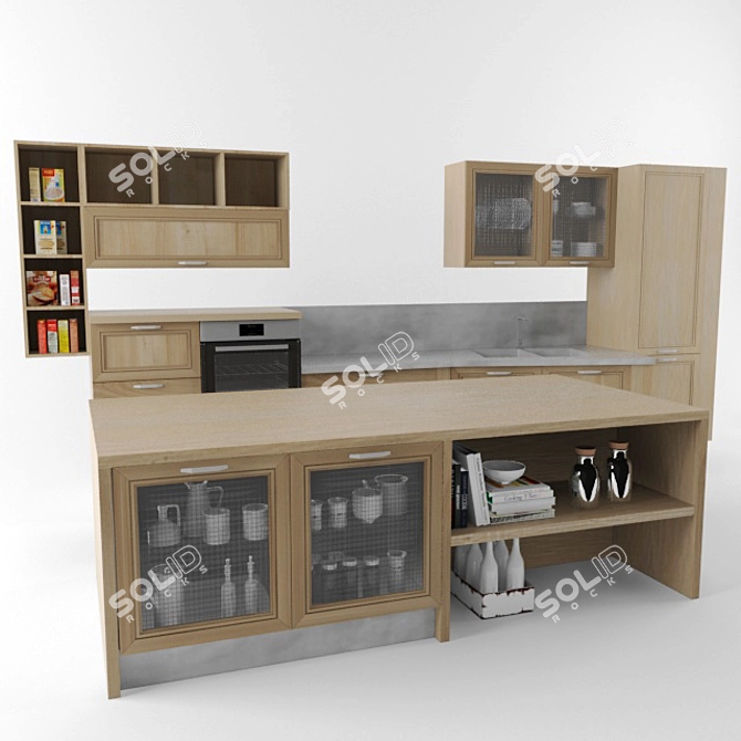 Modern Glass-Decorated Aran Magistra Kitchen 3D model image 1