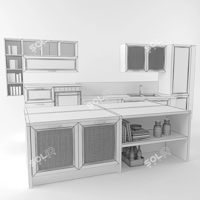 Modern Glass-Decorated Aran Magistra Kitchen 3D model image 2